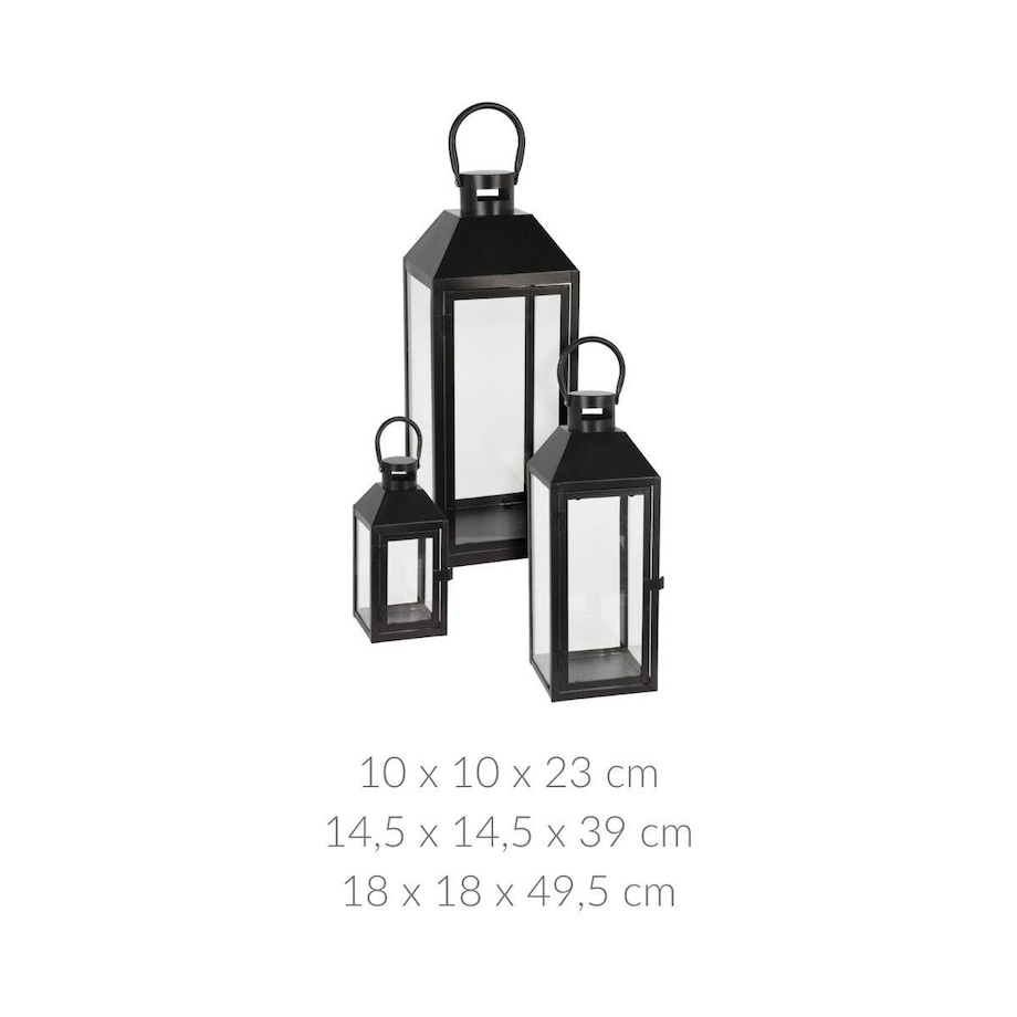 Zestaw metalowych lampionów dekoracyjnych, 3 rozmiary w komplecie