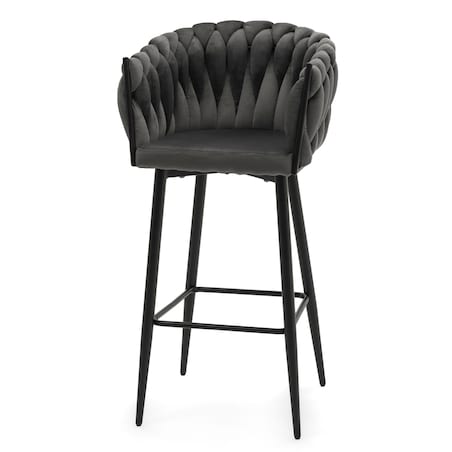 Hoker tapicerowany welurowy pleciony do salonu jadalni barowy glamour LATINA