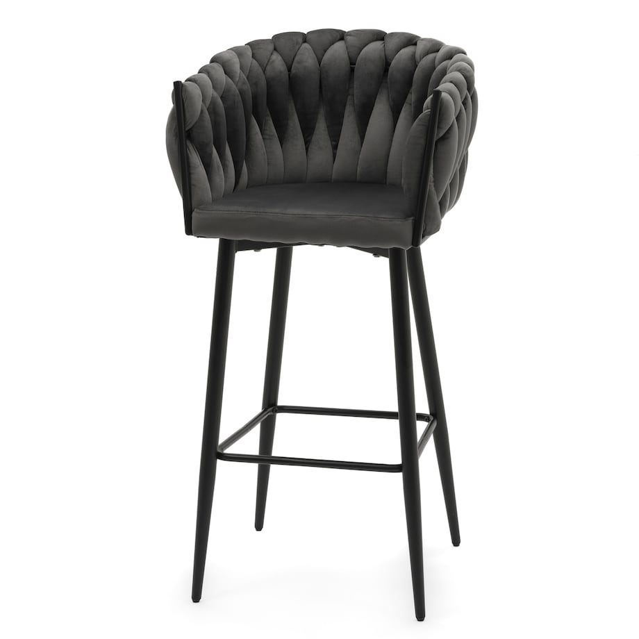 Hoker tapicerowany welurowy pleciony do salonu jadalni barowy glamour LATINA