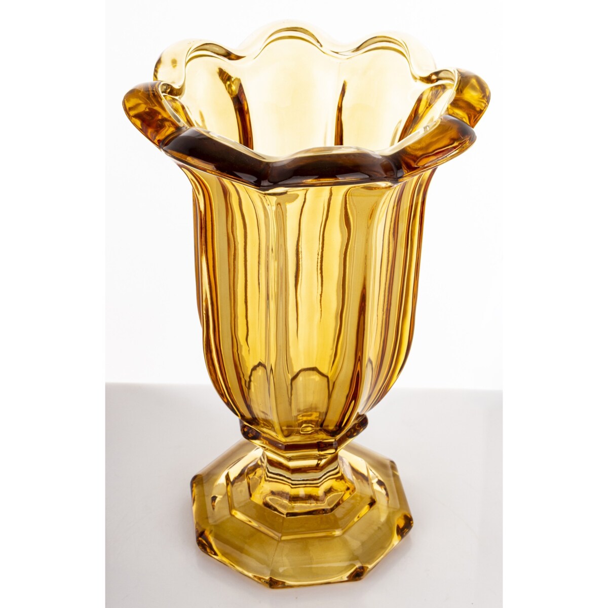 Wazon szklany 32x20x20 cm TAZZA-2 na nóżce bursztynowy