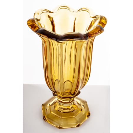 Wazon szklany 32x20x20 cm TAZZA-2 na nóżce bursztynowy