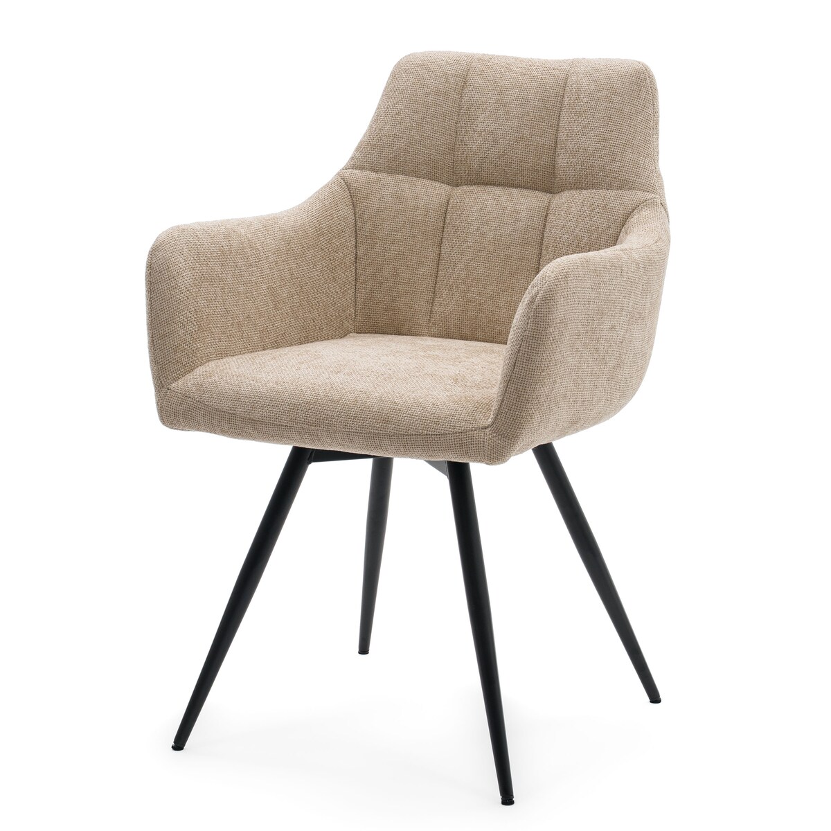 Krzesło tapicerowane obrotowe szenilowe do salonu LUGANO jasnobeżowe