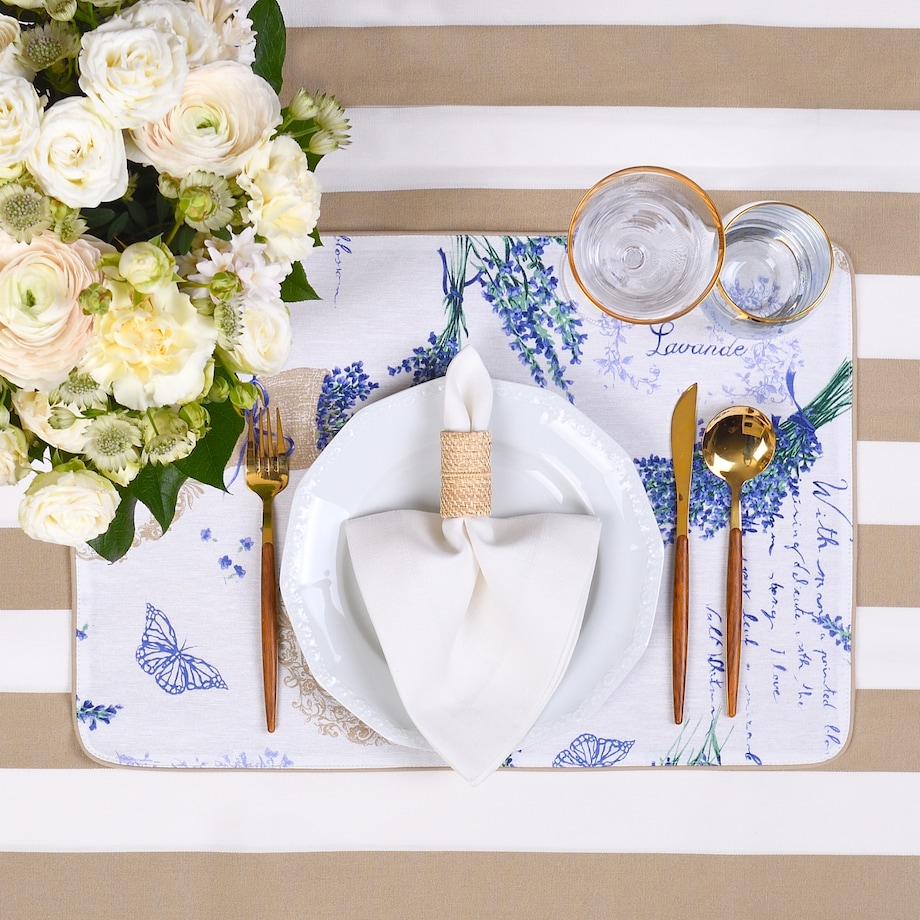 Dwustronne podkładki z motywem lawendowym Lavender & Mirha – komplet 4 szt.