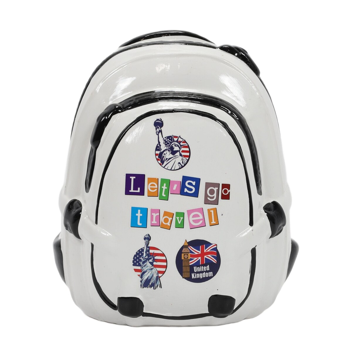 Kolorowa skarbonka ceramiczna z motywem podróży