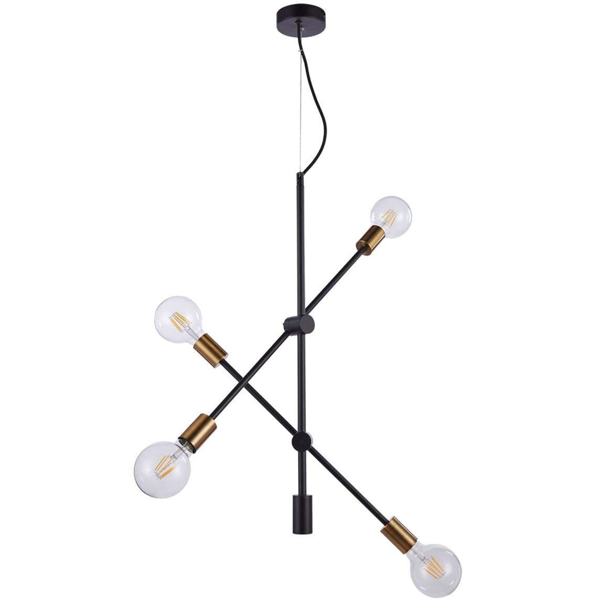 LAMPA wisząca EDMOND MD-BR-262002-D4-G/B Italux metalowa OPRAWA industrialna ZWIS sticks molekuły loft czarne