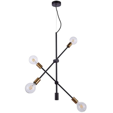 LAMPA wisząca EDMOND MD-BR-262002-D4-G/B Italux metalowa OPRAWA industrialna ZWIS sticks molekuły loft czarne