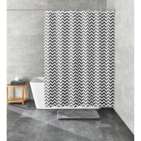 Kleine Wolke Zack Ekologiczna Zasłona prysznicowa szary 120x200 cm, PEVA bezzapachowa