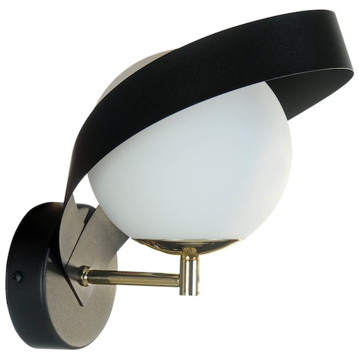 Kinkiet ścienny kula Nela 1140 Zumaline na korytarz szklany metalowy złoty czarny