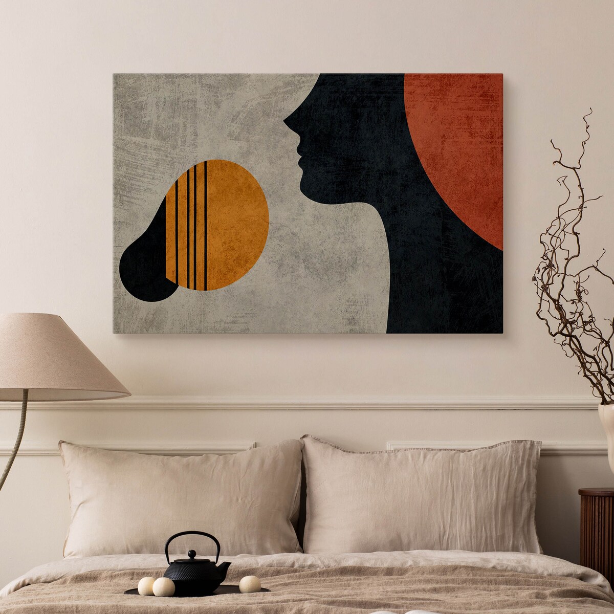 Obraz Na Płótnie Do Salonu Abstrakcyjna Twarz Styl Boho Portret 120x80cm