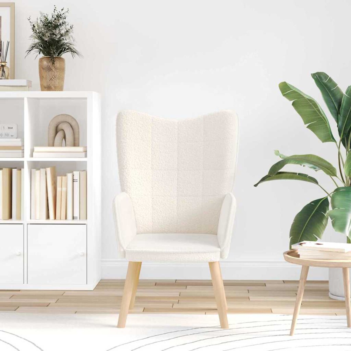 vidaXL Fotel relaksacyjny Kremowy 62 x 67 x 95.5 cm tkanina