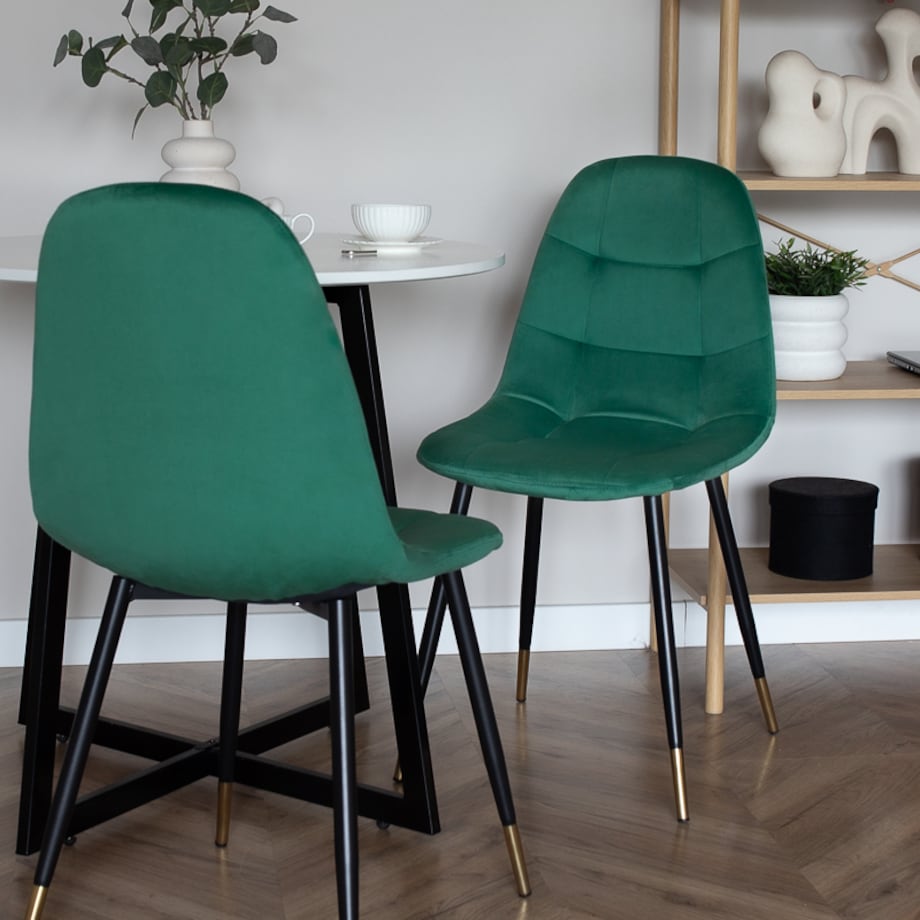 Krzesło tapicerowane welurowe pikowane nowoczesne do salonu jadalni