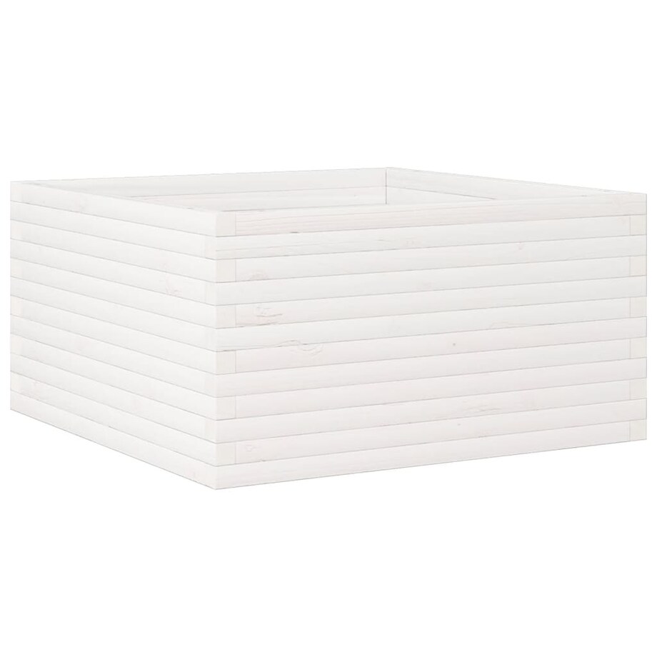 vidaXL Donica ogrodowa, biała, 90x90x46 cm, lite drewno sosnowe