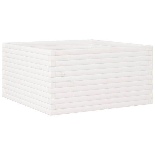 vidaXL Donica ogrodowa, biała, 90x90x46 cm, lite drewno sosnowe