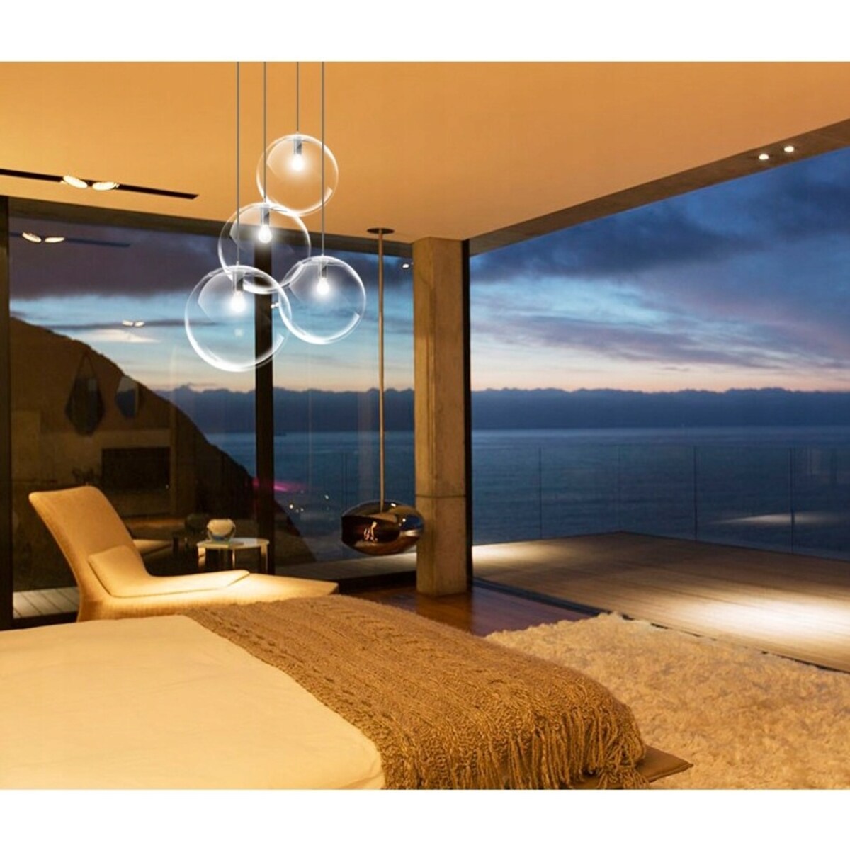 Lampa Wisząca Szklana Kula Black Czarna Lassi 25Cm