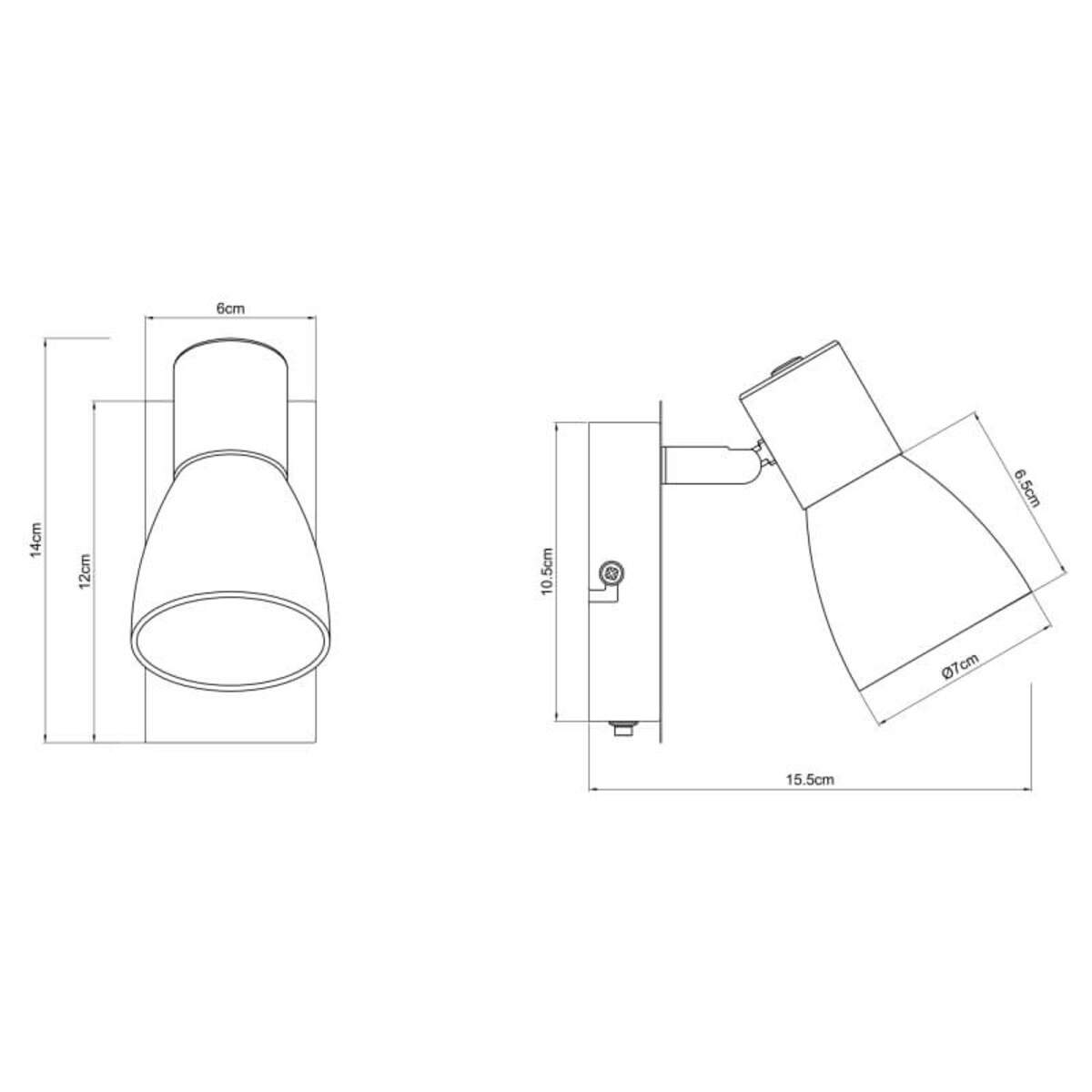 Lampa ścienna Claude 54307-1 z włącznikiem czarna przydymiona