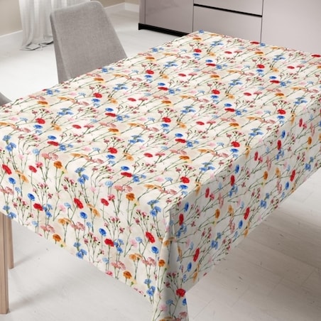 Obrus plamoodporny Minos Goździki jasny - 120x120 cm - wielokolorowy