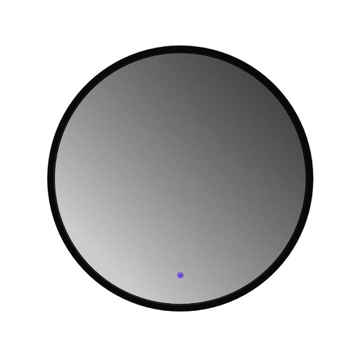 Lustro okrągłe LED z poświatą i włącznikiem – czarne - 70 cm
