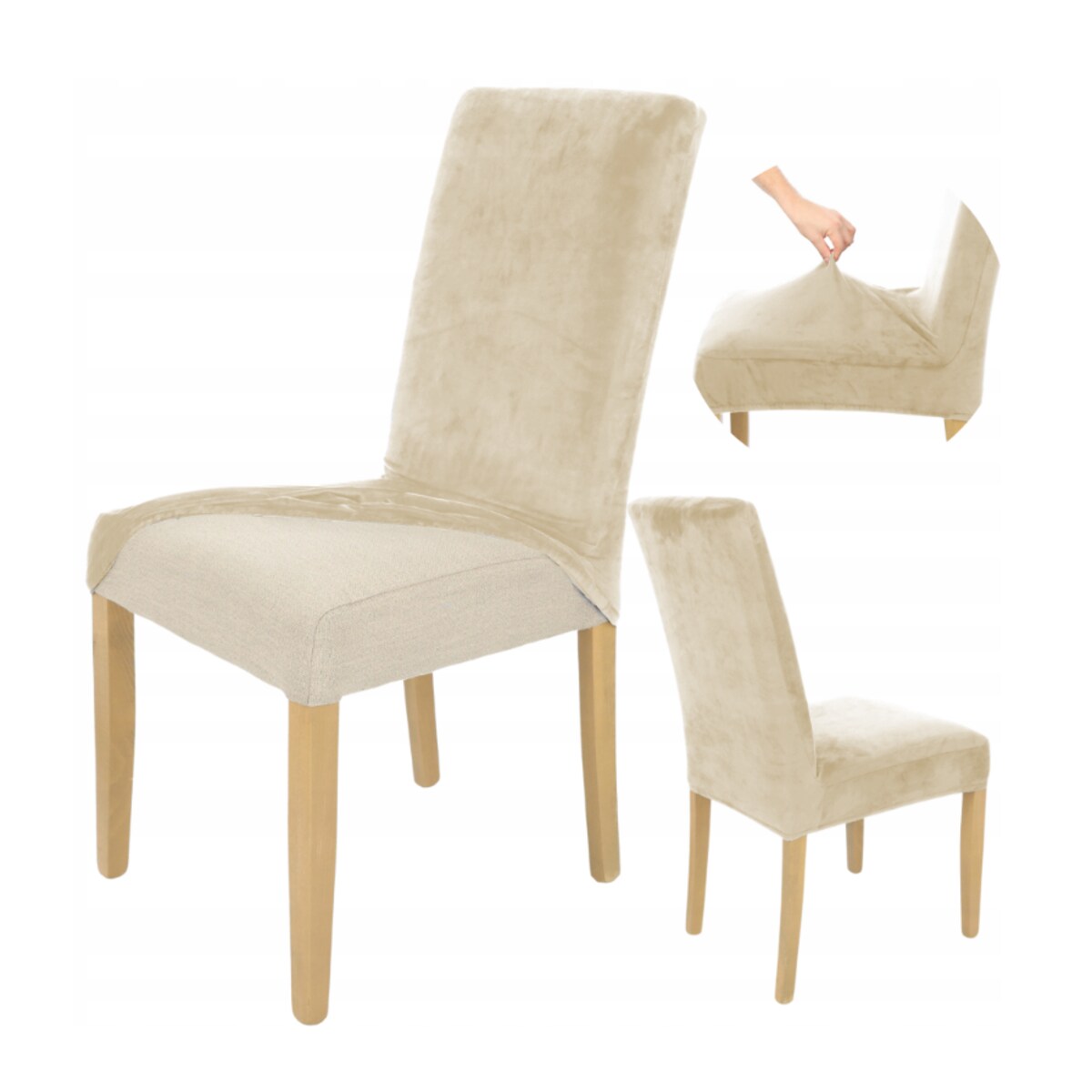 POKROWIEC NA KRZESŁO BEŻ KASZMIROWY WELUR ELASTYCZNY [10W-BKA]