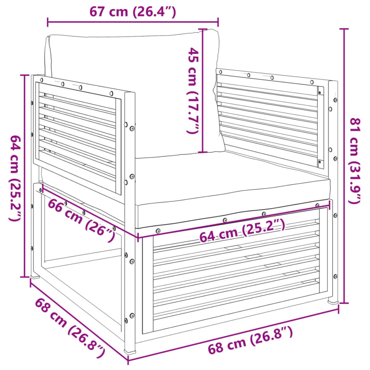 vidaXL Krzesło ogrodowe z poduszkami, lite drewno akacjowe