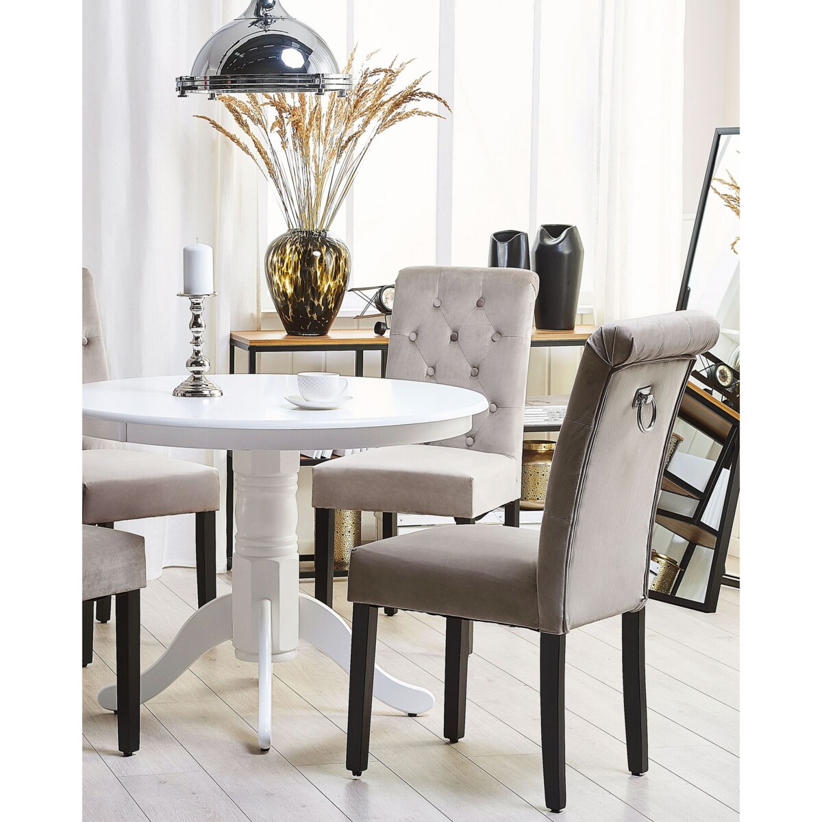 Zestaw 2 krzeseł do jadalni VELVA Welur Szary