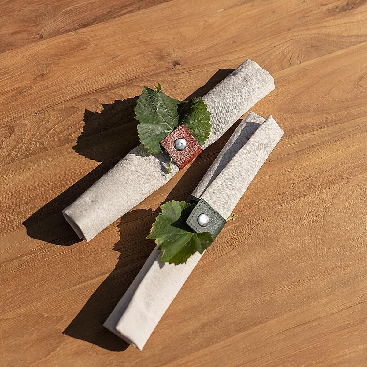 Zestaw obrączek na serwetki Eco Leather 4szt. brown, 4 x 3,5 x 16 cm