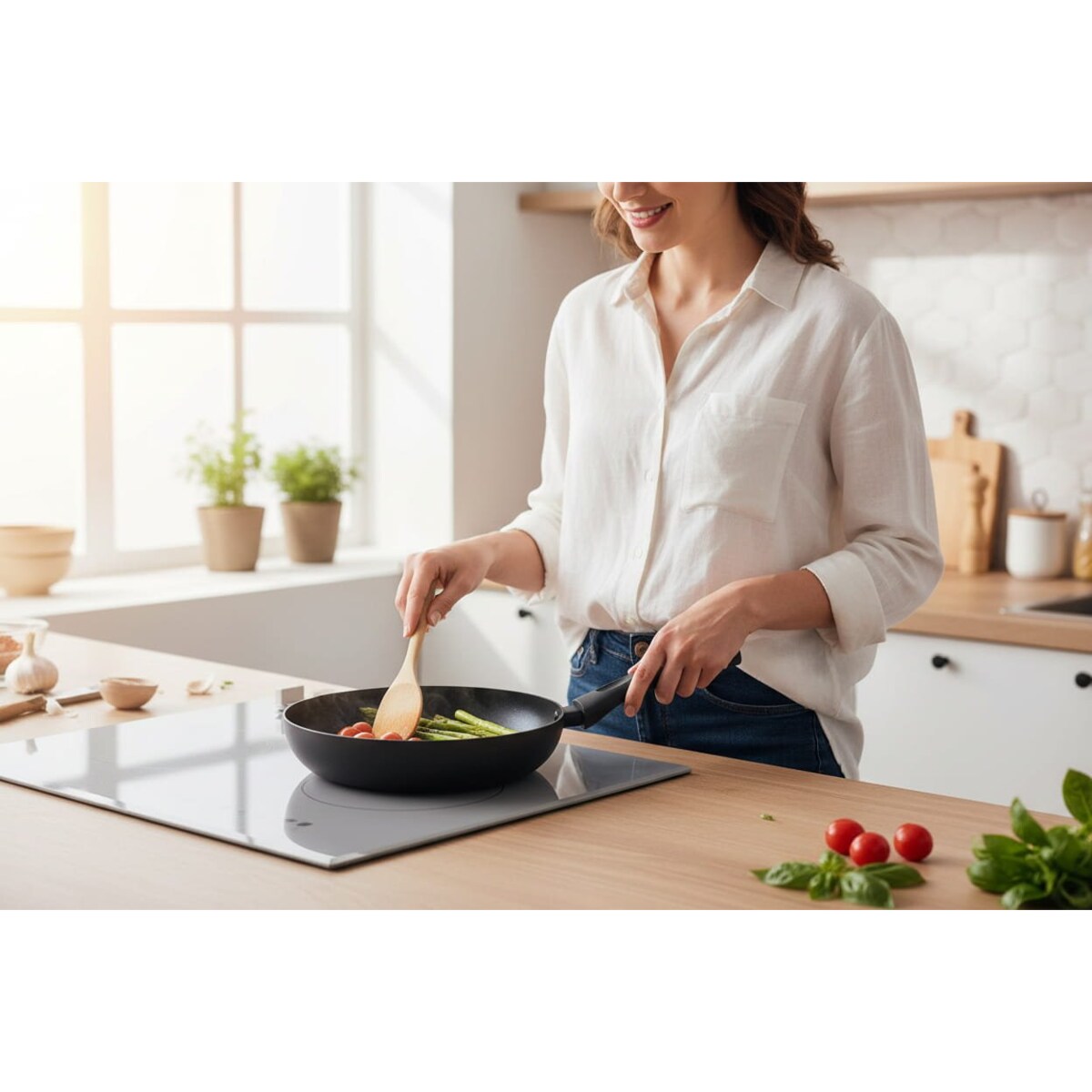 Patelnia tradycyjna do smażenia 22 cm nieprzywierająca NON-STICK czarna indukcja na gaz ZILNER