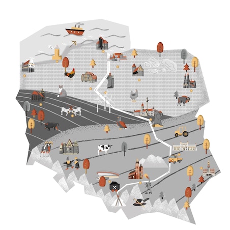 Naklejka mapa Polski szara, 150x100