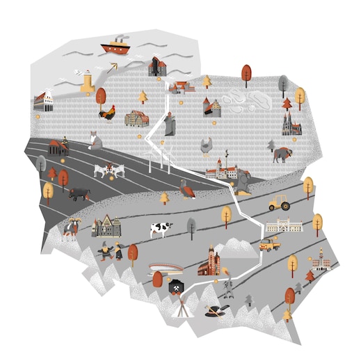 Naklejka mapa Polski szara, 150x100