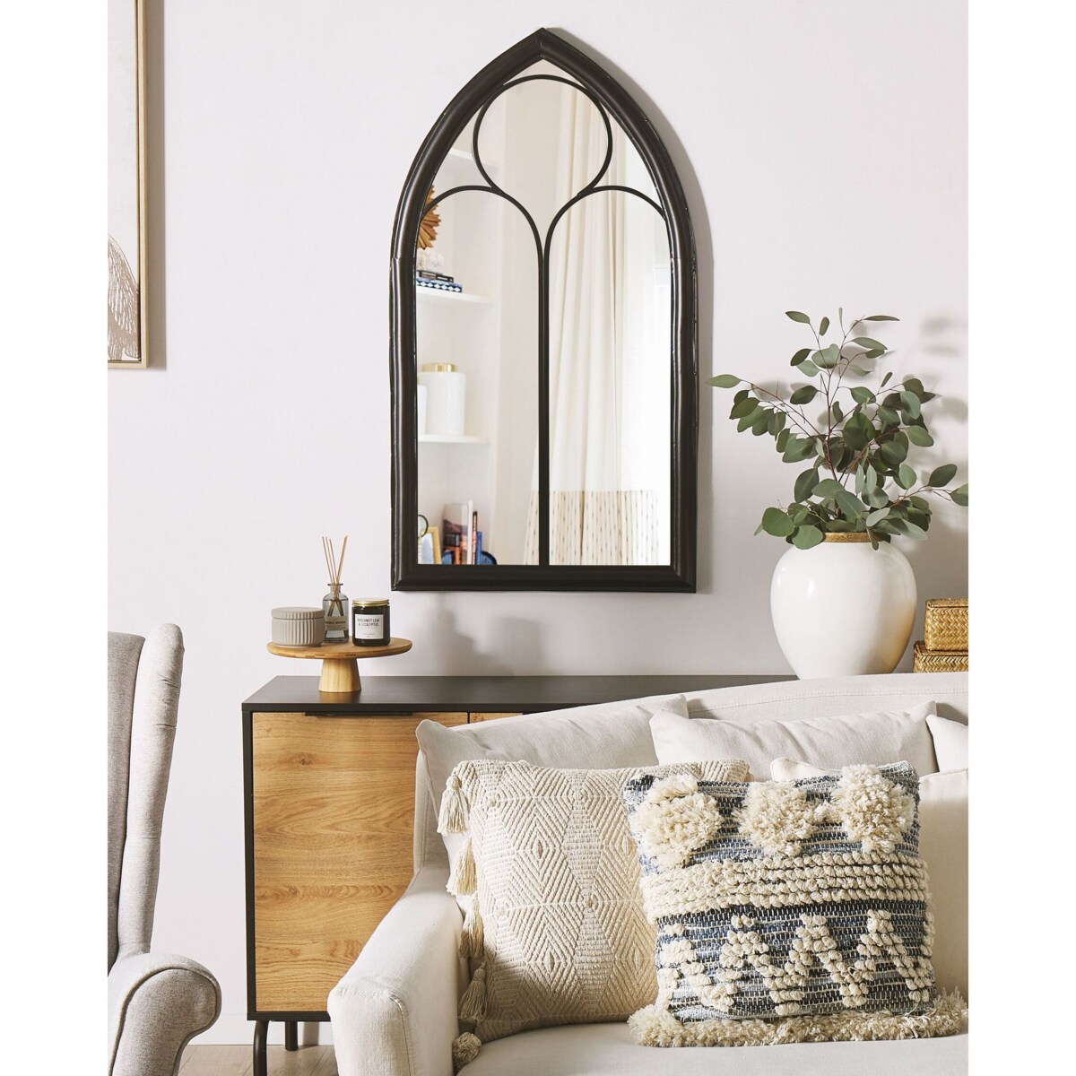 Metalowe lustro ścienne okno 62 x 113 cm czarne TRELLY