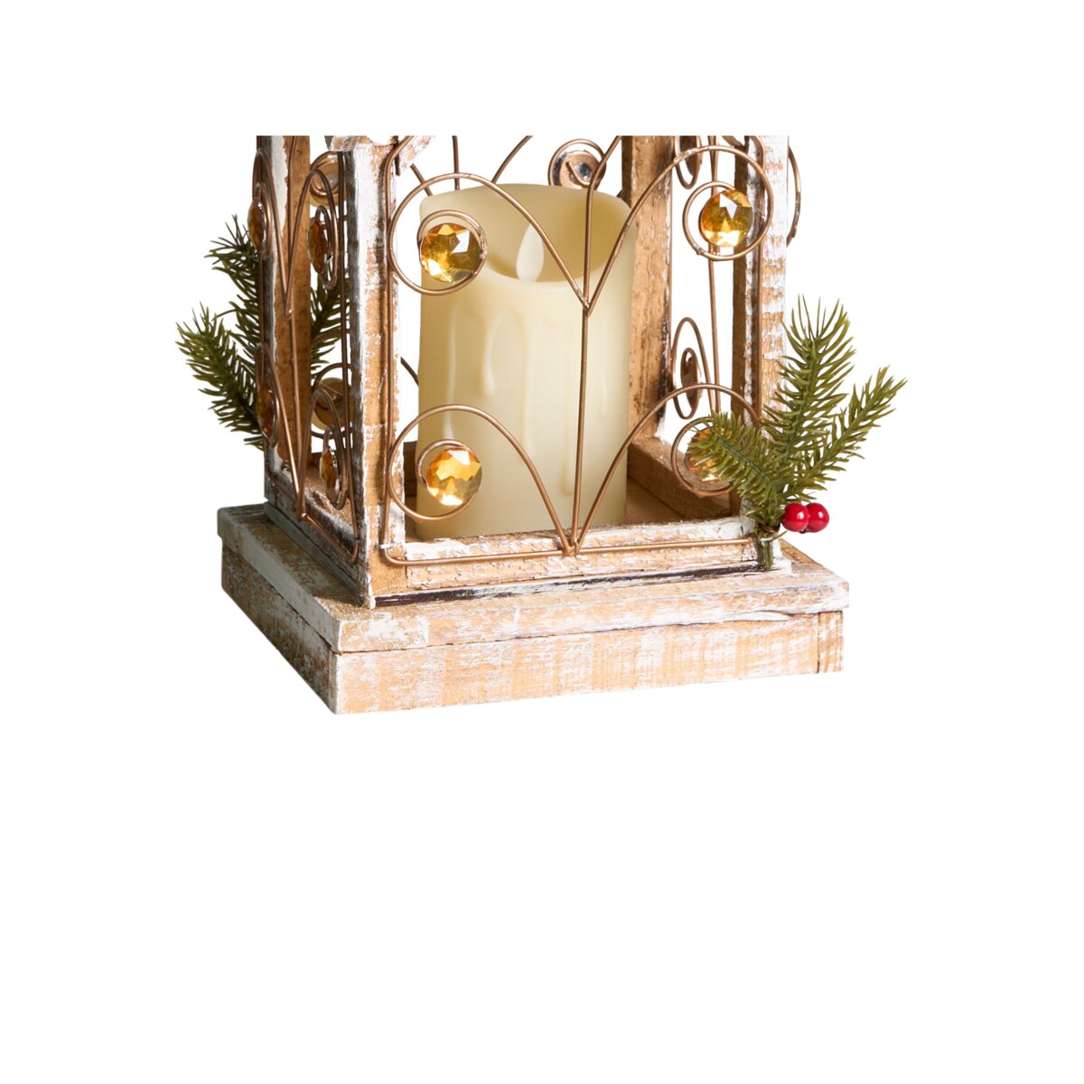 Lampion LED LED SYVANSI Wzór świąteczny 46 cm Jasnobrązowy