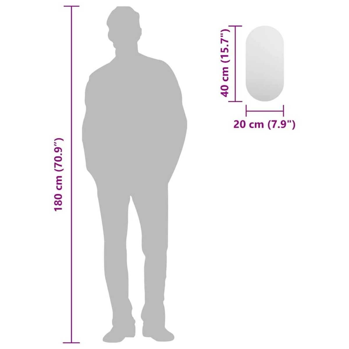 vidaXL Lustro, 40x20 cm, szklane