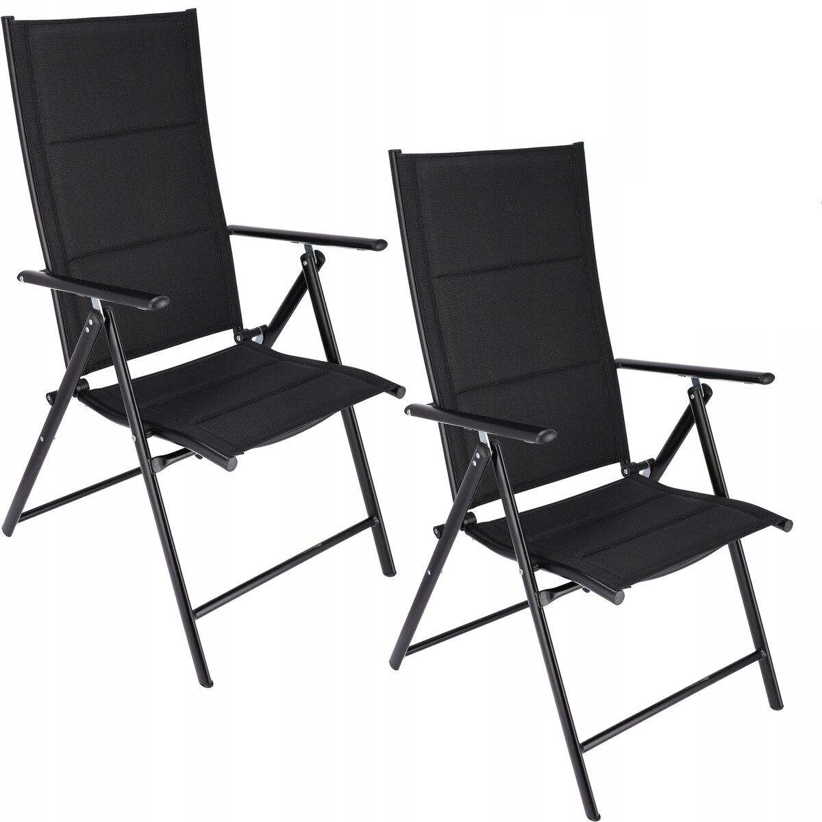 2 x Krzesło składane z tekstylenu z regulowanym oparciem