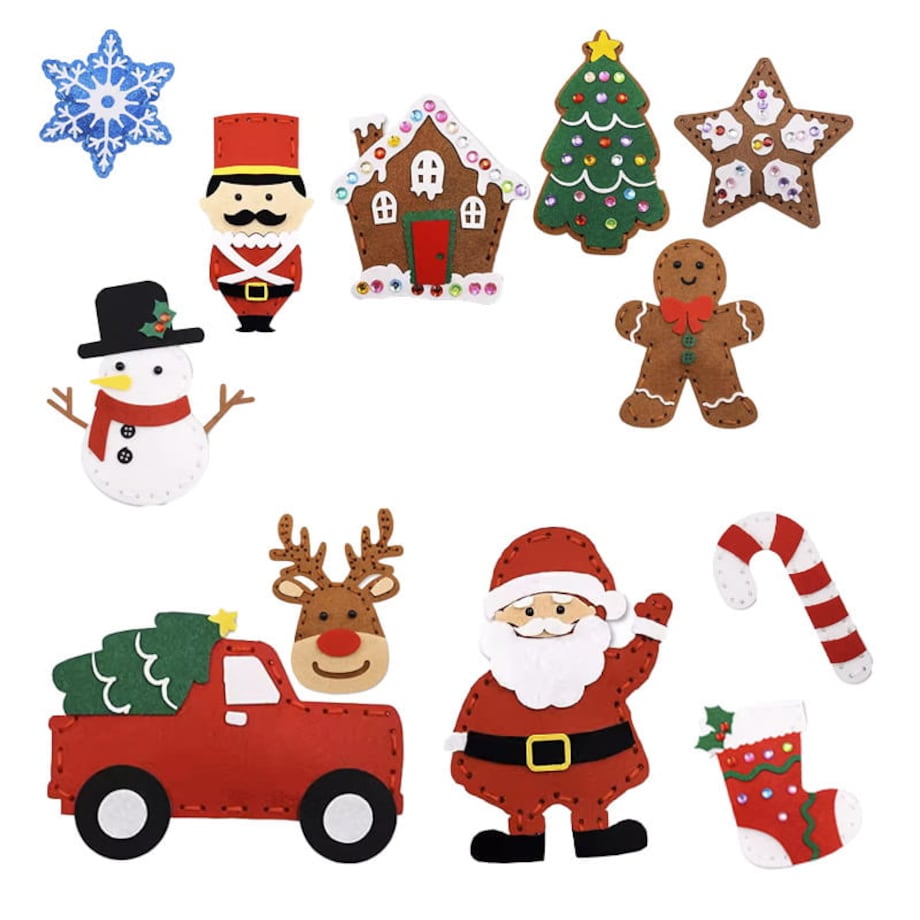 Boże Narodzenie - filcowy zestaw do szycia DIY - 12 elementów