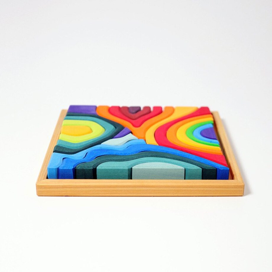 Układanka drewniana Kształty- zestaw klocków Grimm's kolorowy 3+