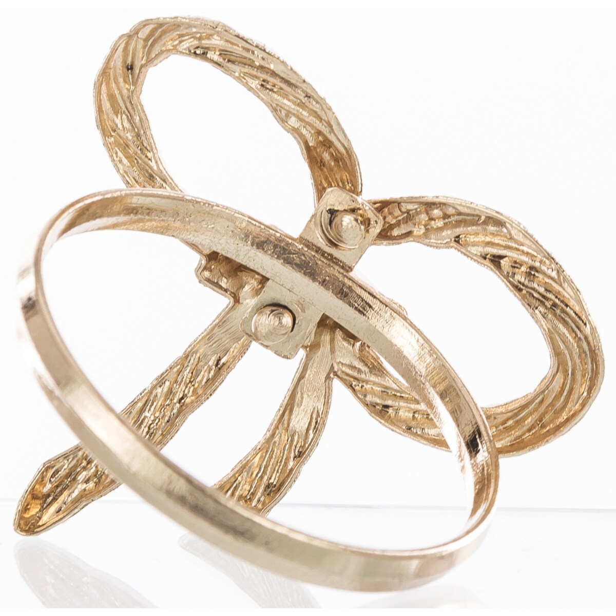 Komplet 4 złotych obrączek na serwetki, kokardki