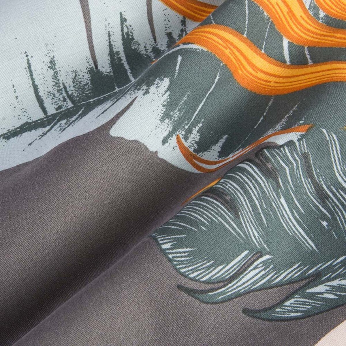 Pościel satyna bawełniana 220x200 Tropenza tropikalne liście na szarym tle, Satynlove