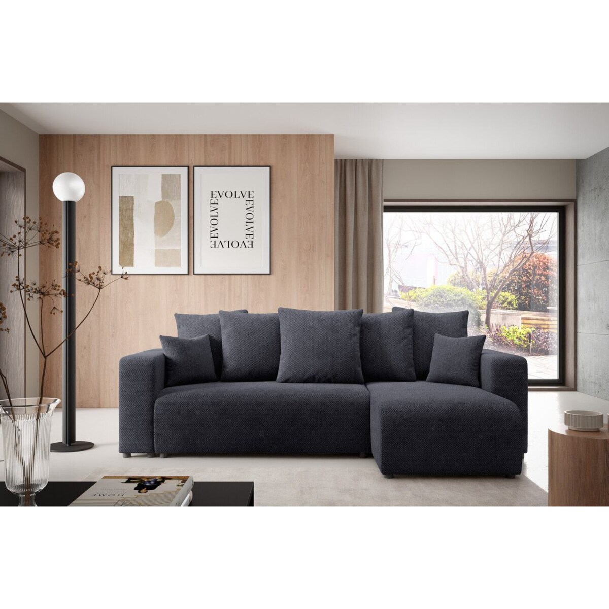 Narożnik EVORA L z pojemnikiem tkanina miękki plusz Kolor: Onega 11