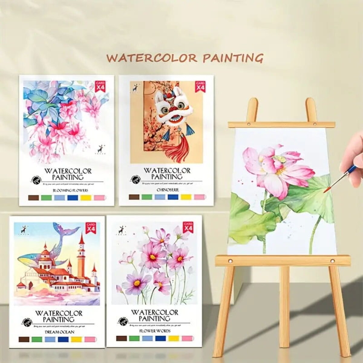 Malowanie akwarelą - Kwitnące kwiaty - 4 elementy