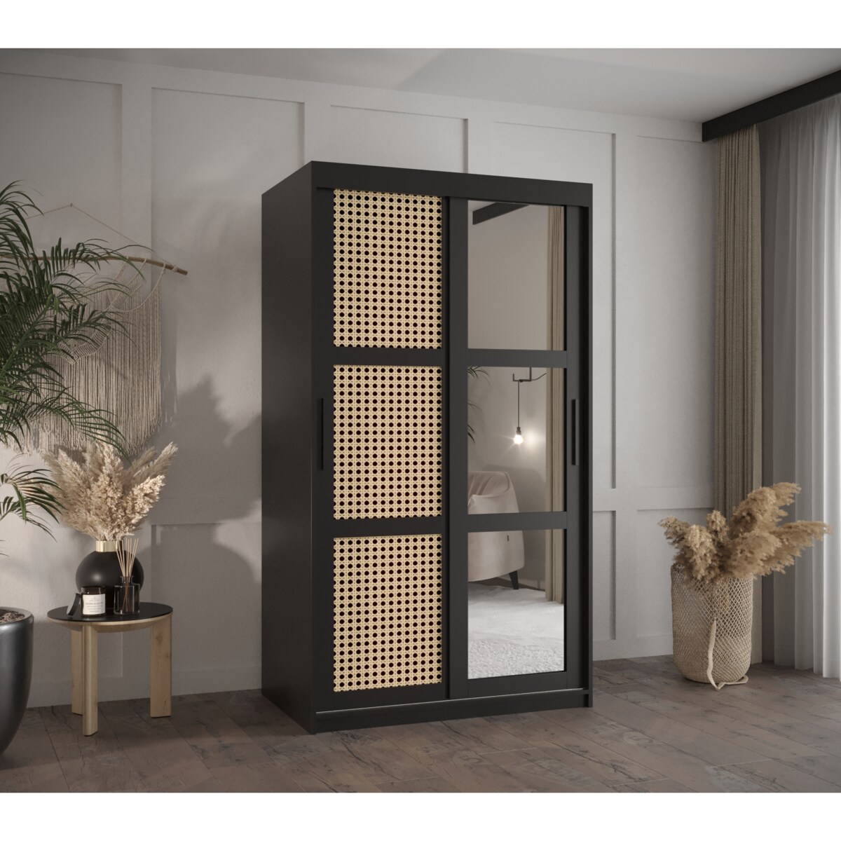 Szafa przesuwna Garderoba PLECIONKA WIEDEŃSKA 2 100 czarny