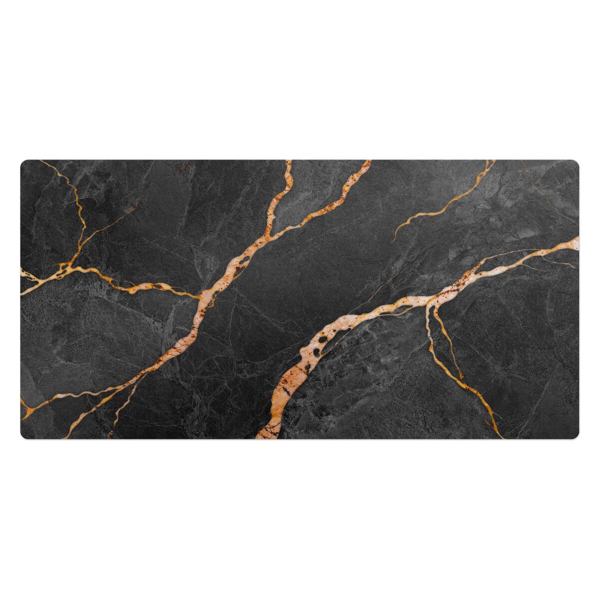Czarna mata na biurko Marmurowe żyłki, 90x45 cm
