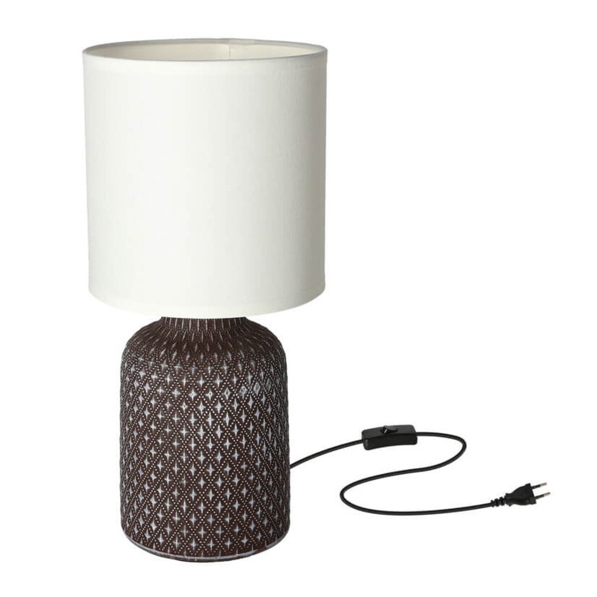 Abażurowa lampa stołowa Iner 41-79862 Candellux ceramika brązowa biała