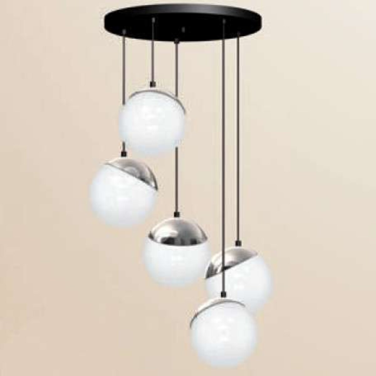 Skandynawska LAMPA wisząca SFERA WOOD MLP5426 Milagro loftowa OPRAWA zwis szklane kule kaskada biała drewno