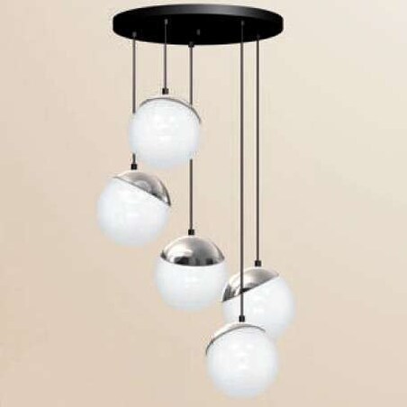 Skandynawska LAMPA wisząca SFERA WOOD MLP5426 Milagro loftowa OPRAWA zwis szklane kule kaskada biała drewno