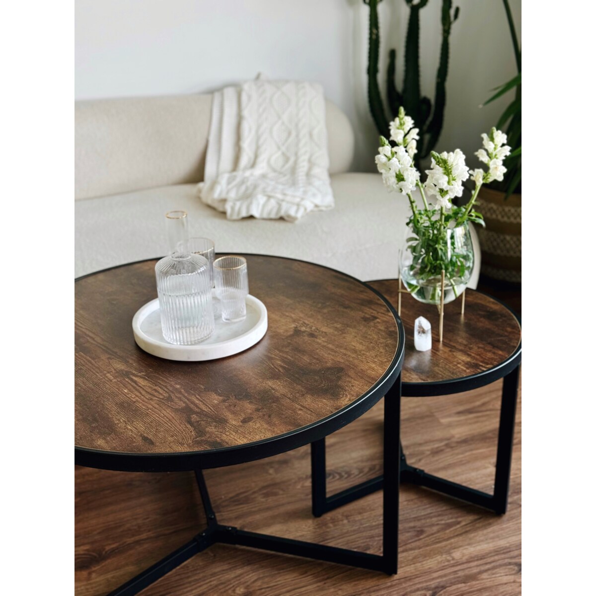 STOLIK kawowy BRĄZOWY ława stół ZESTAW salon LOFT