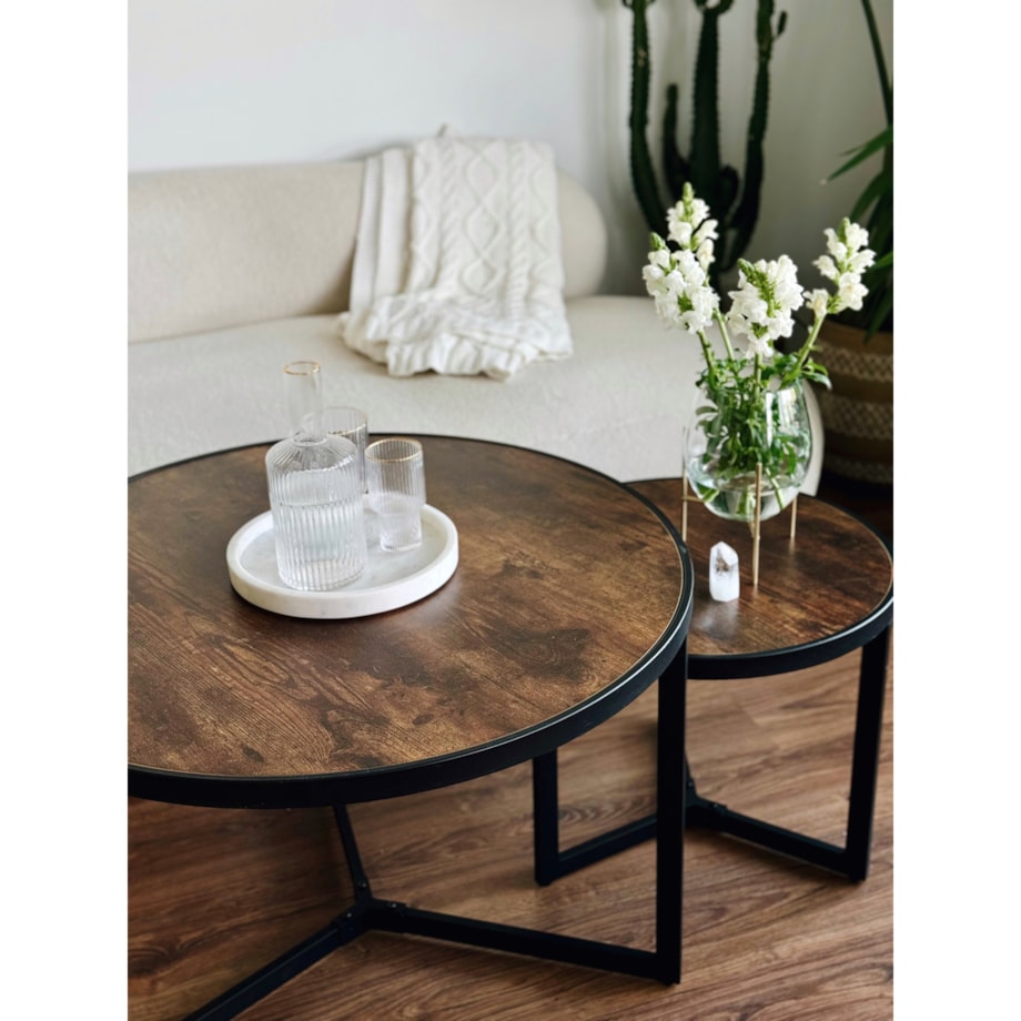 STOLIK kawowy BRĄZOWY ława stół ZESTAW salon LOFT