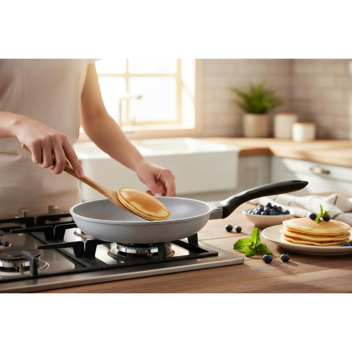 Patelnia nieprzywierająca marmurkowa non-stick do smażenia 20cm indukcja ZILNER