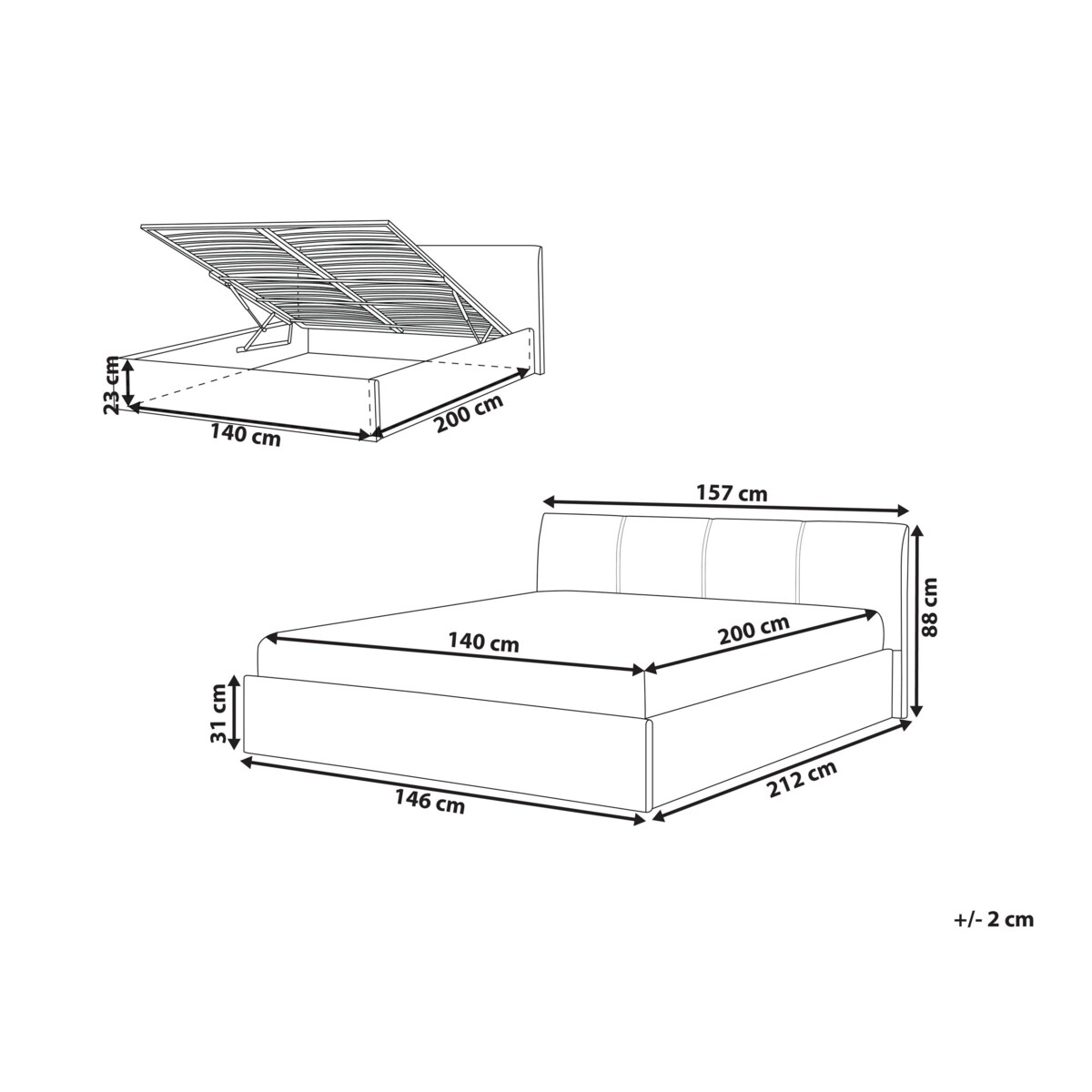 Łóżko z pojemnikiem Boucle ORBEY 140 x 200 cm Beżowy