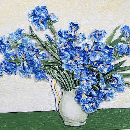 Malowanie 3D - Płaskorzeźba Niebieskie irysy