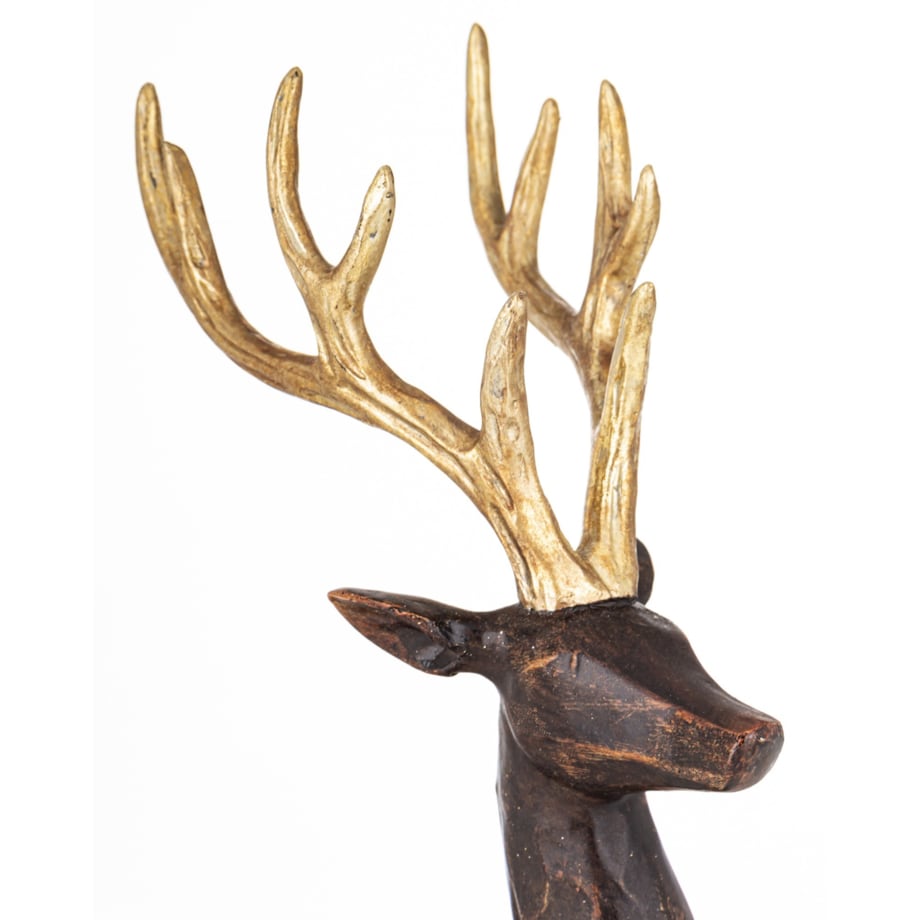 Figurka - leżący jeleń ciemnobrązowy 26x21x11 cm BALLERA