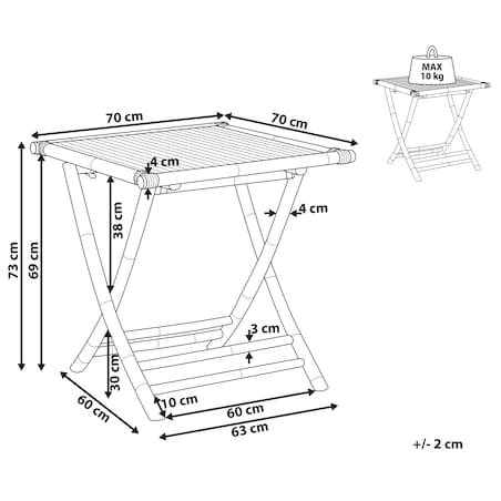 Stolik bistro MOLISE 70 cm 70 cm Bambus Brązowy